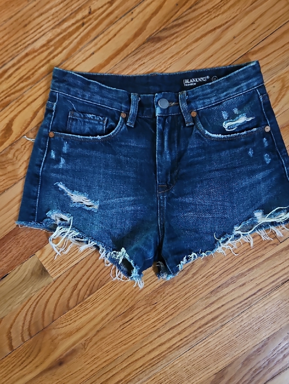Blank NYC Distressed Dark Blue Denim Cutoff Shorts Size 25